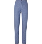 120% - Slub Linen-Blend Trousers - Blue