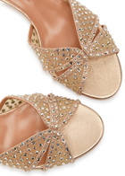 Aquazzura Crystal Lover 35 Embellished Metallic Nappa Mules Gold