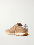 Golden Goose - Marathon Metallic Leather-Trimmed Suede Sneakers - Brown