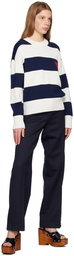 AMI Alexandre Mattiussi Navy & White Ami de Cœur Sweater