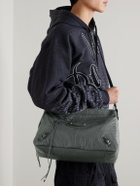 Balenciaga - Le City Moto Medium Embellished Crinkled-Leather Messenger Bag