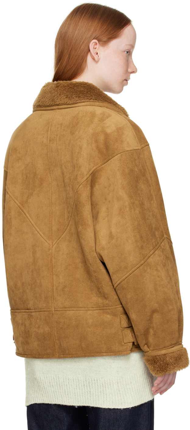 LVIR Tan Button Faux-Leather Jacket