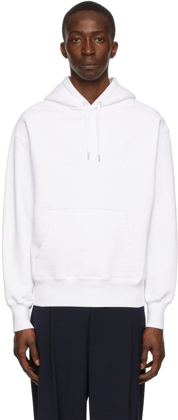 AMI Paris White Ami De Cœur Hoodie AMI