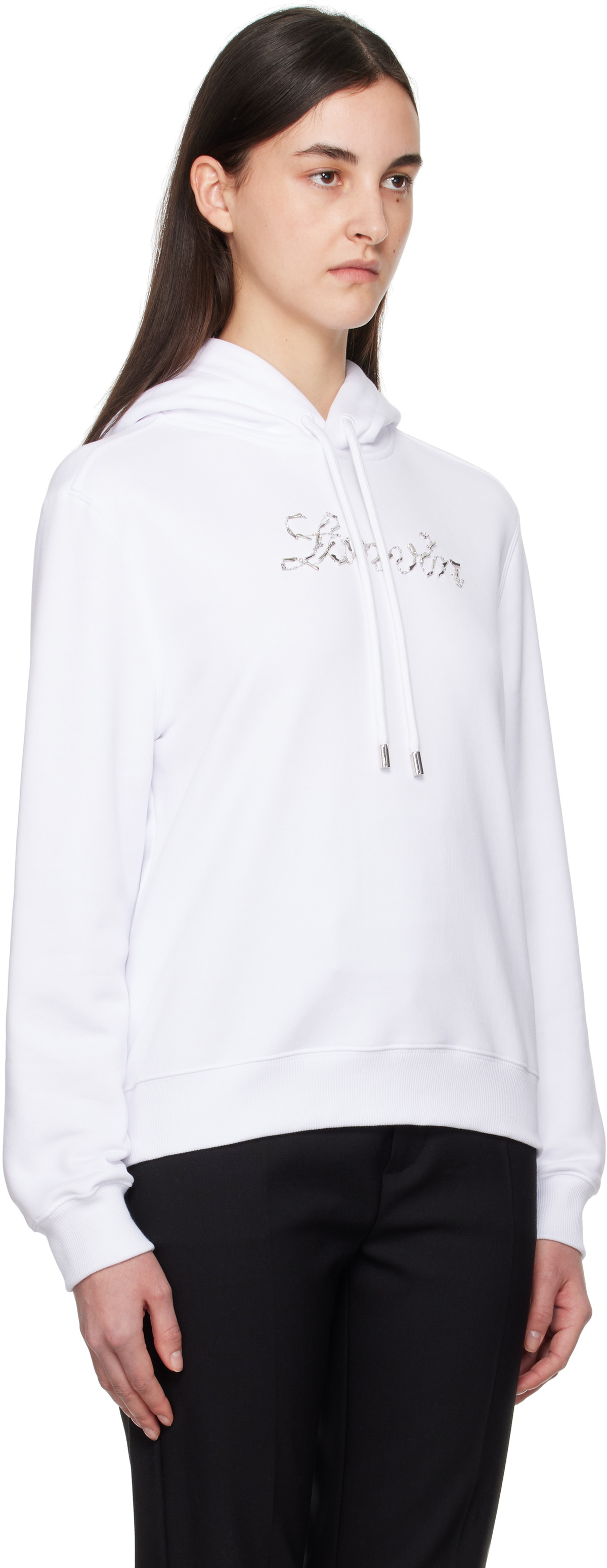 Lanvin White 'Lanvin' Bead Embroidered Hoodie