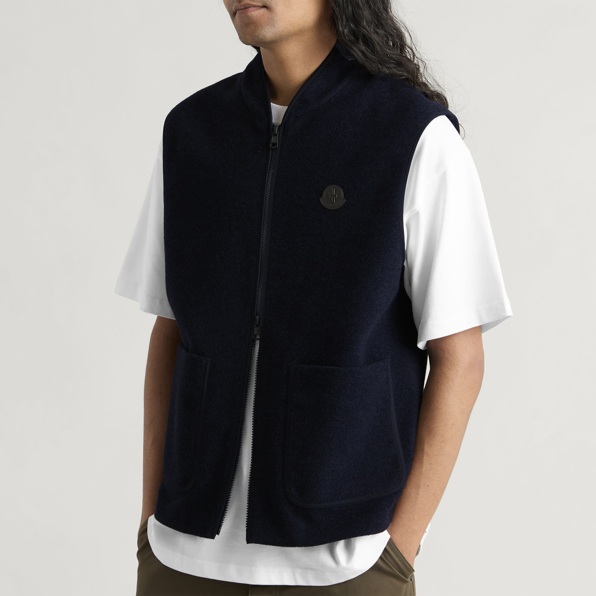 Moncler Men's Wool Gilet in Navy