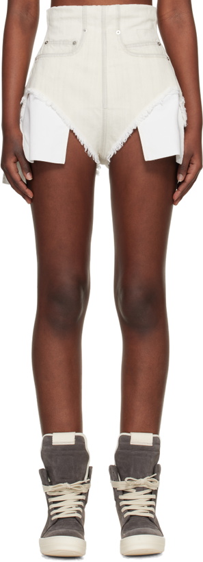 Photo: Rick Owens DRKSHDW Off-White Temple Dirt Cutoff Denim Shorts