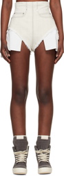 Rick Owens DRKSHDW Off-White Temple Dirt Cutoff Denim Shorts