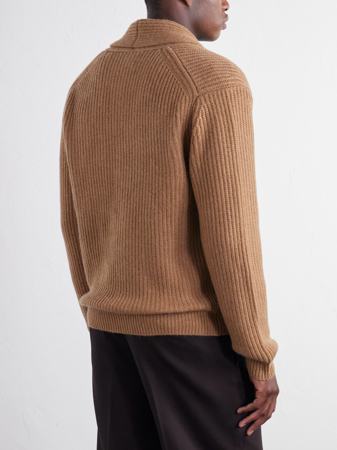 Mr P. - Ribbed Wool and Cashmere-Blend Cardigan - Brown