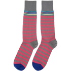 Paul Smith Pink and Grey Two Stripe Socks
