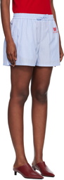 Off-White Blue Striped Poplin Shorts