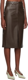 Lanvin Brown Straight Leather Midi Skirt