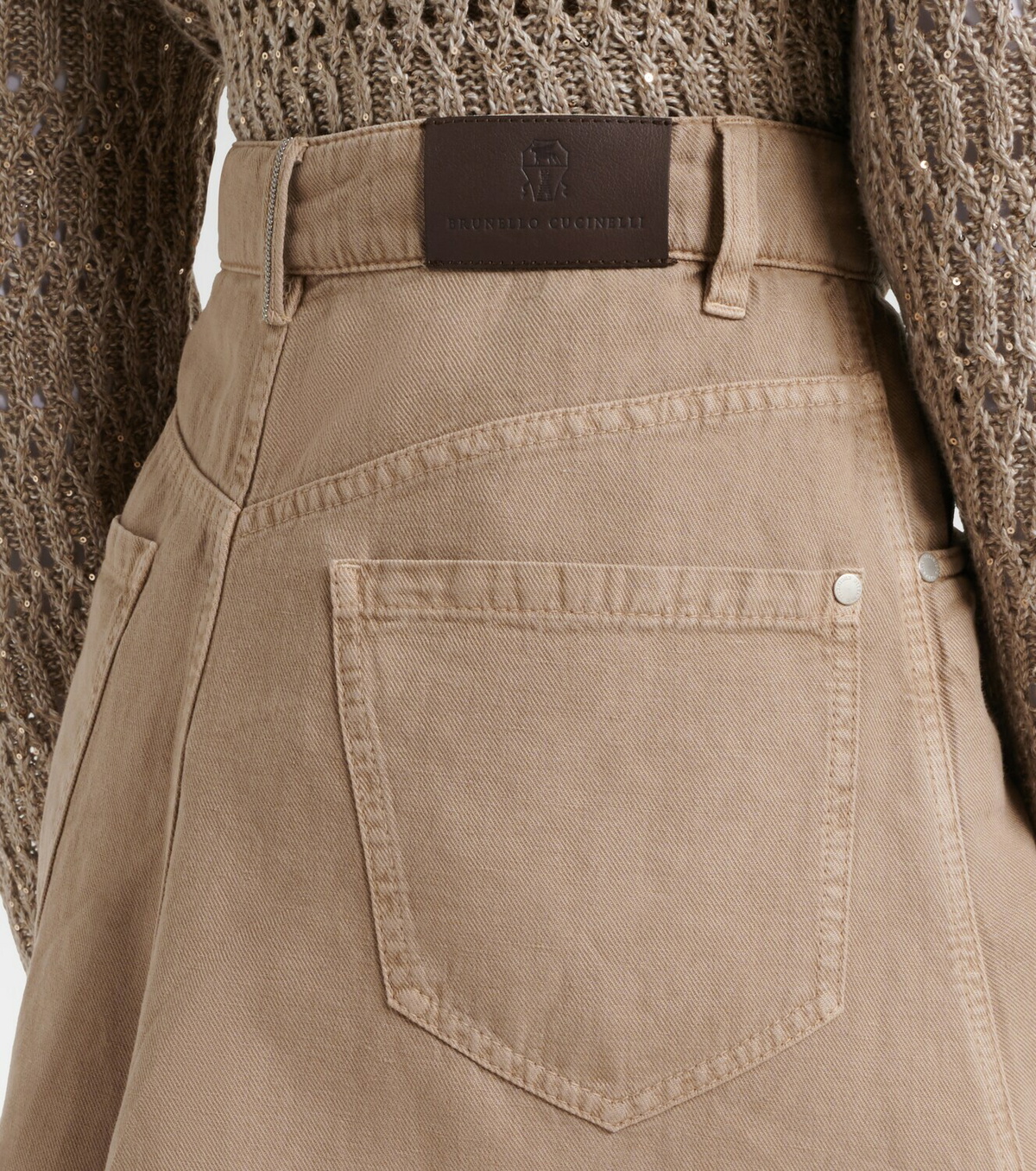 Brunello Cucinelli Cotton and linen denim midi skirt