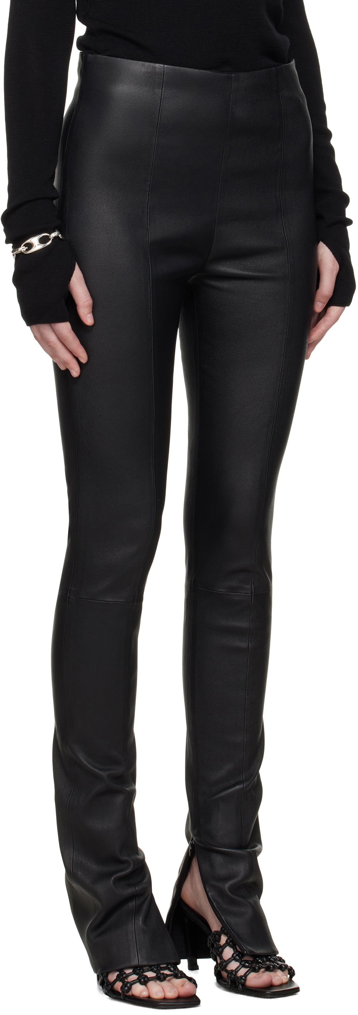 R2W Black Lega Leather Pants