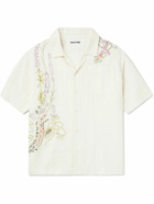 Story Mfg. - Greetings Camp-Collar Embroidered Cotton and Linen-Blend Shirt - White