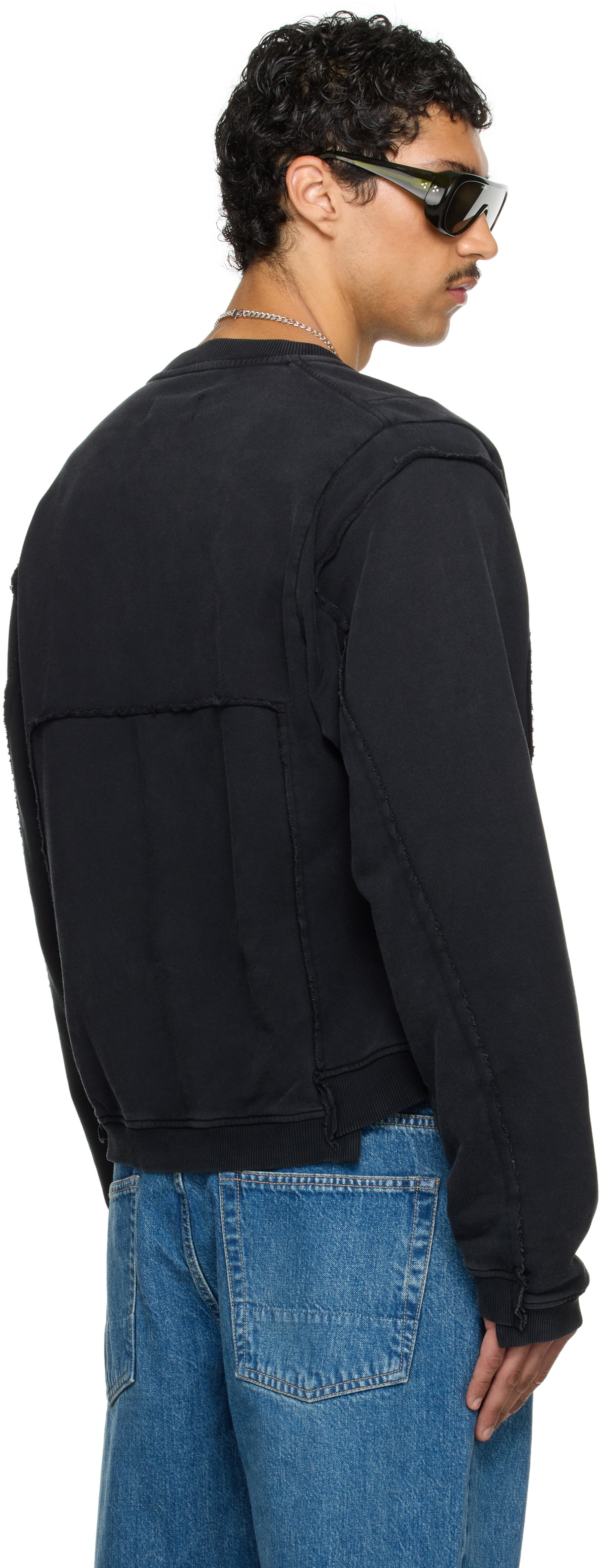 Martine Rose SSENSE Exclusive Black Shrunken Zip-Up Sweatshirt
