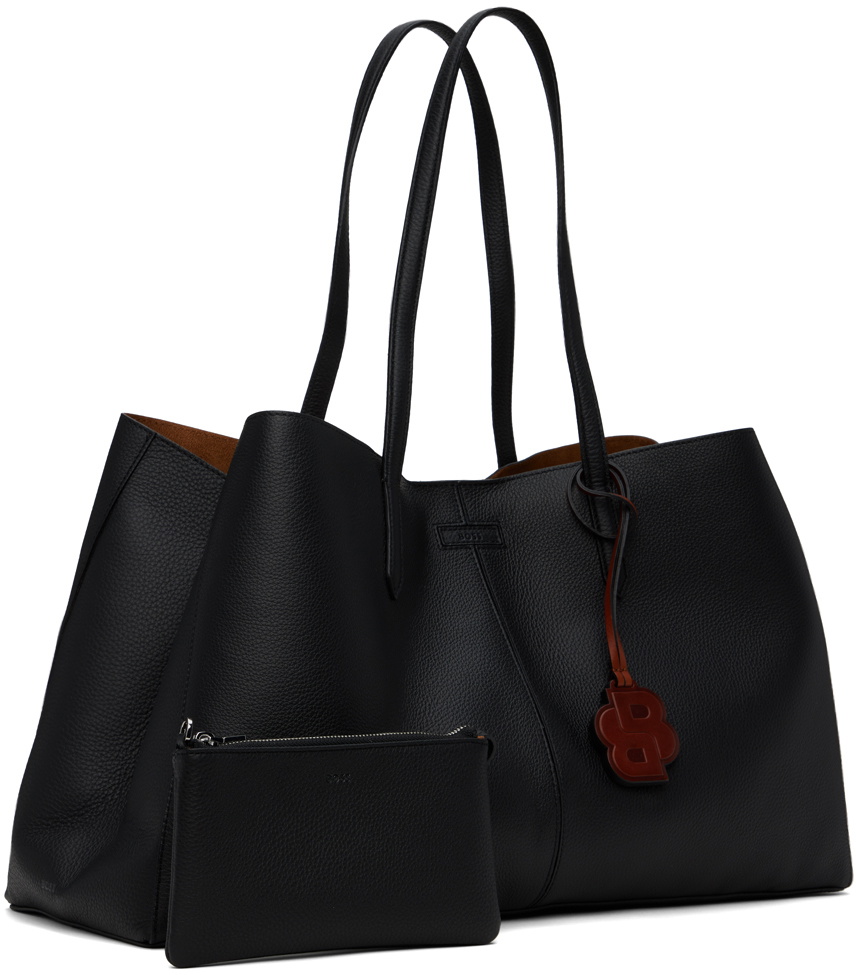BOSS Black Grained Leather Shopper Tote