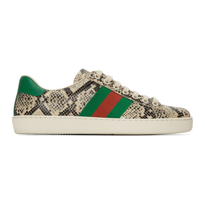 Beige Python Ace Sneakers Gucci