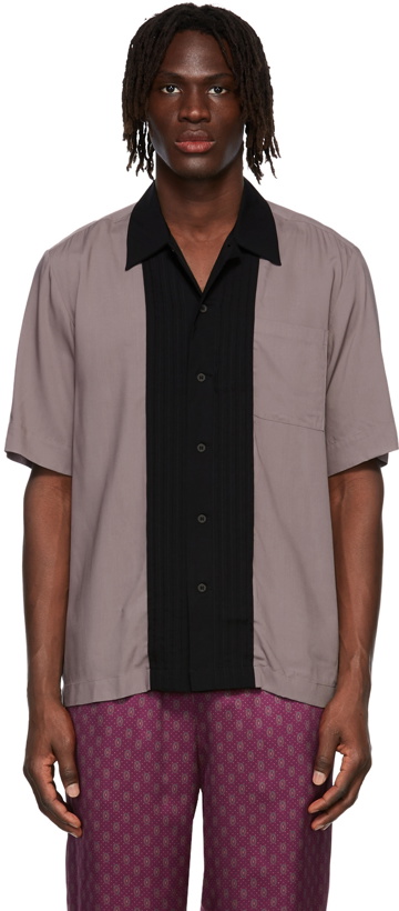 Photo: Dries Van Noten Purple & Black Viscose Short Sleeve Shirt