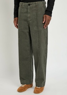 The Elder Statesman Dundy Herringbone Cotton Trousers Dark Grey