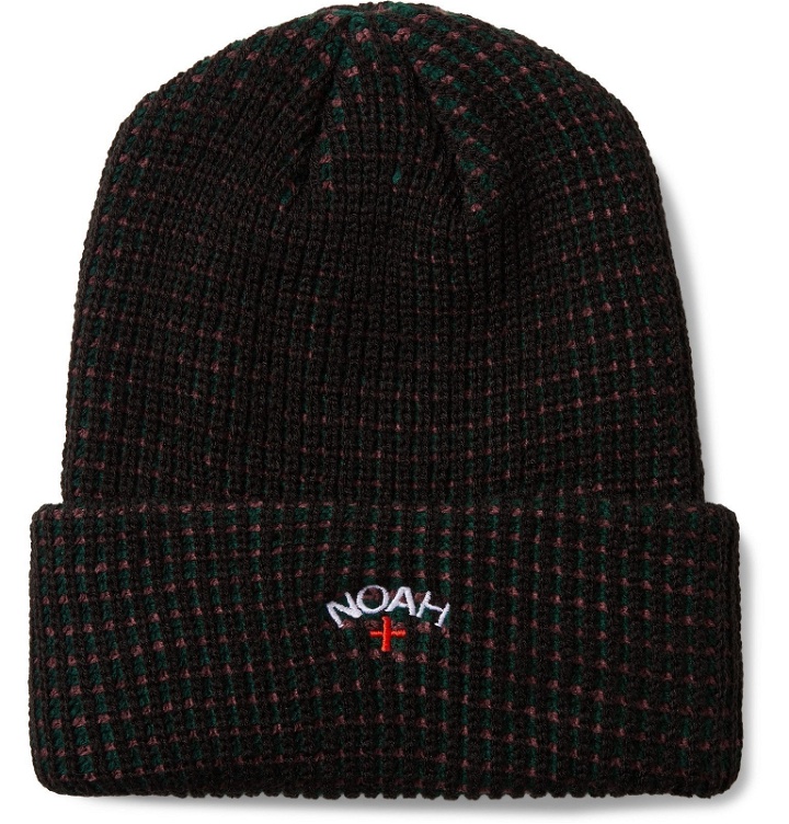 Photo: Noah - Logo-Embroidered Striped Knitted Beanie - Black