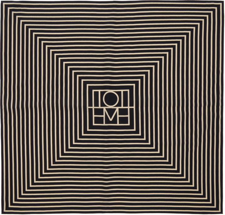 Photo: TOTEME Black & Off-White Signature Monogram Silk Scarf