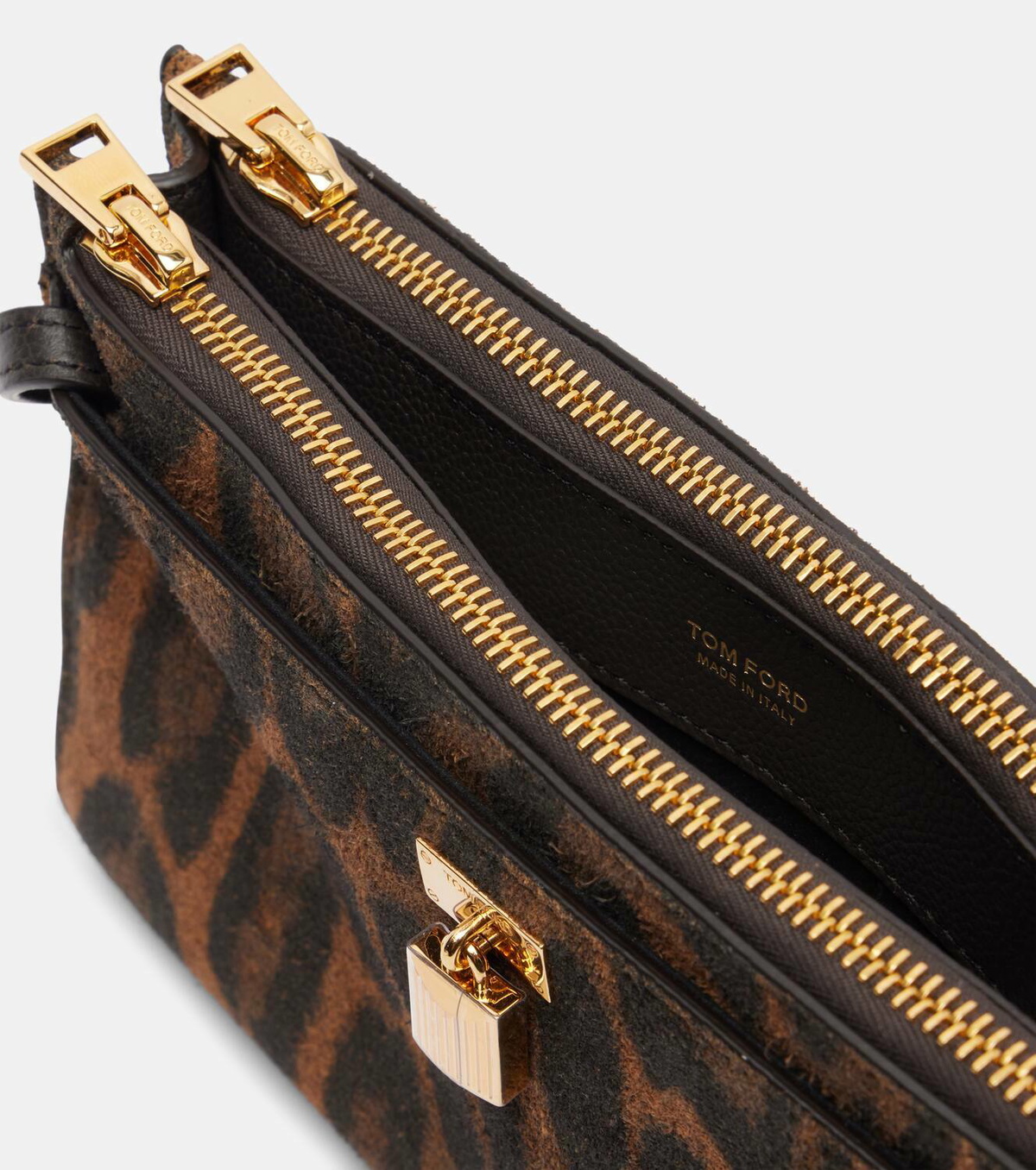 Tom Ford Padlock leopard-print suede crossbody bag