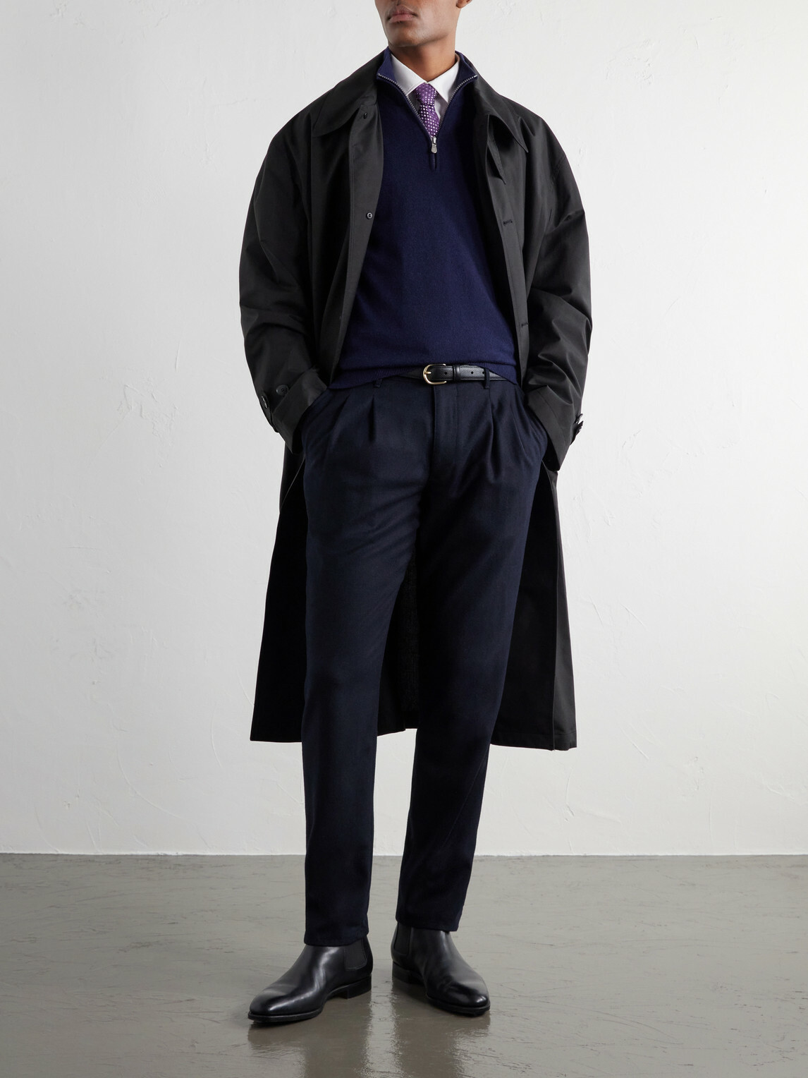 Slowear - Incotex Pleated Tapered Wool-Blend Flannel Trousers - Blue