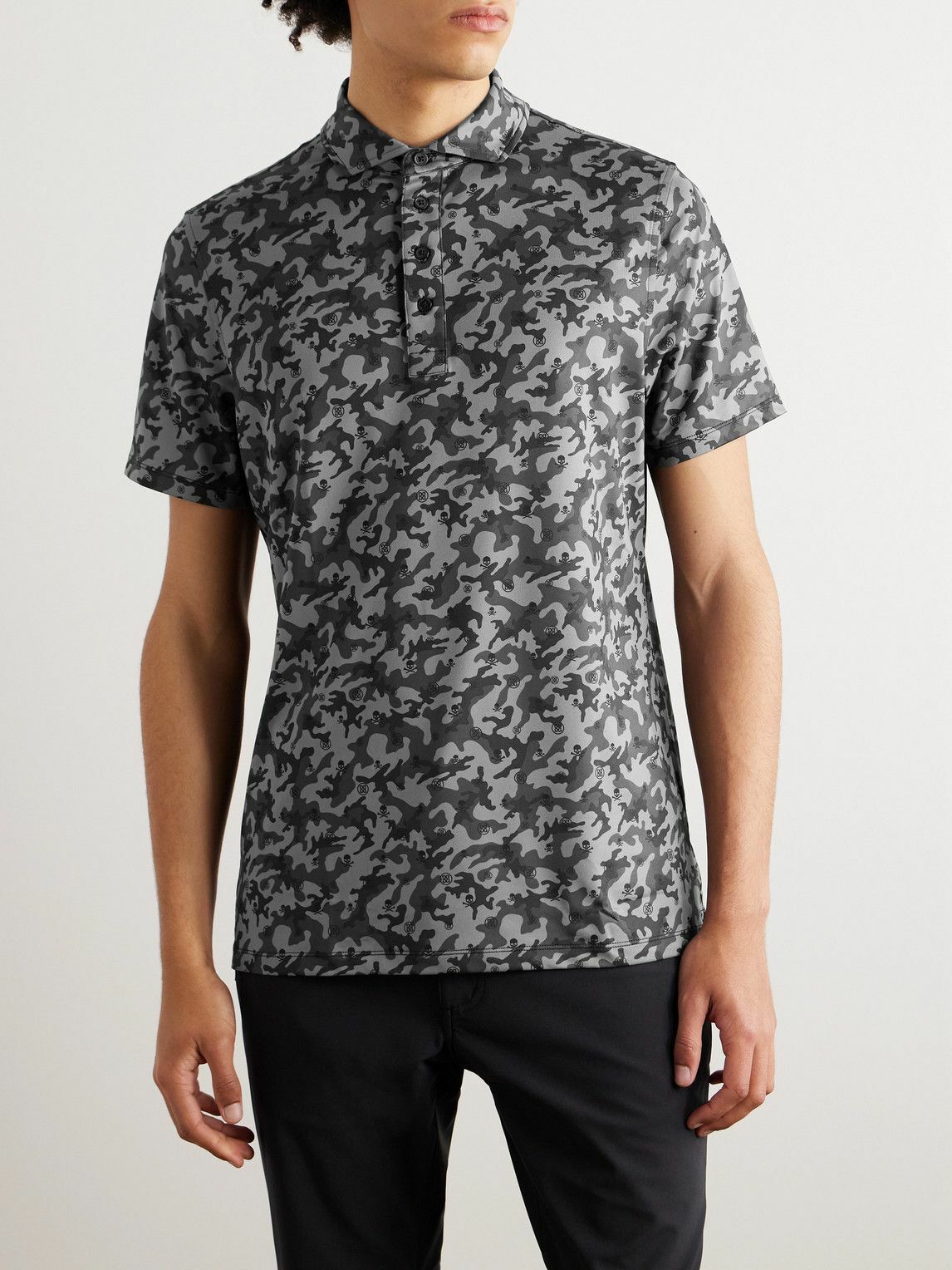 G/FORE - Camouflage-Print Tech-Jersey Polo Shirt - Gray