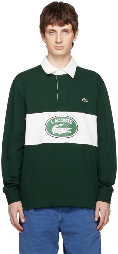 Photo: Lacoste Green Contrast Collar Rugby Polo