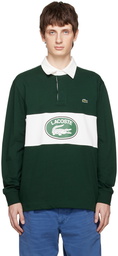 Lacoste Green Contrast Collar Rugby Polo