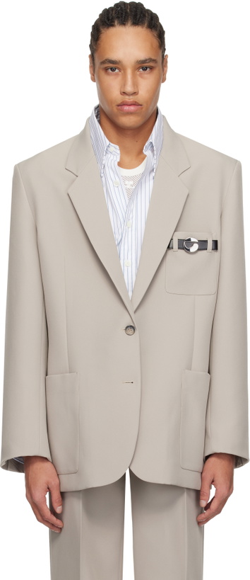 Photo: Coperni Beige Belted Pocket Tailored Blazer
