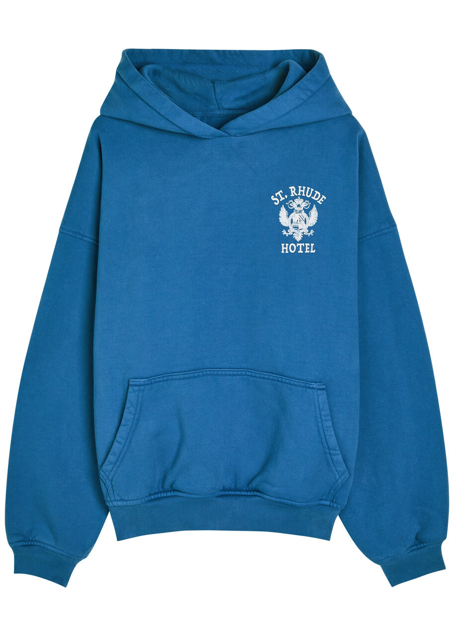 Rhude St. Rhude Seal Hooded Cotton Sweatshirt Blue