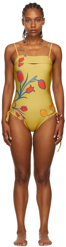 Photo: BARRAGÁN SSENSE Exclusive Yellow Peeka One-Piece Swimsuit