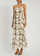 Lisa Marie Fernandez Checked Belted Linen-blend Maxi Dress Multicoloured