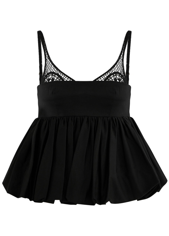 Photo: Clea Black Mimi Stretch-Cotton Peplum Top UK6 / XS