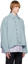 JieDa Blue Flap Collar Jacket