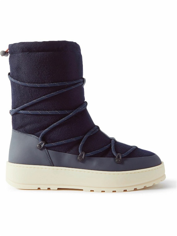 Photo: Loro Piana - Snow Wander Quilted Leather-Trimmed and Cashmere Boots - Blue