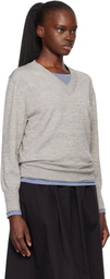 Nothing Written Gray Marine V-Neck Pullover Sweater