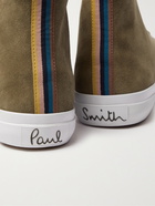 PAUL SMITH - Carver Striped Grosgrain-Trimmed Suede High-Top Sneakers - Green - 6