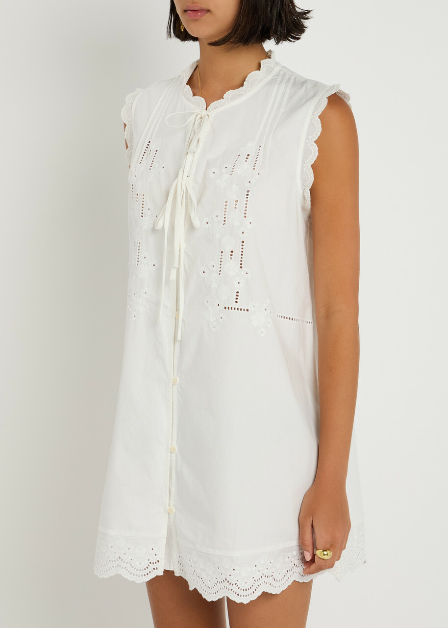 damson madder embroidered dress Natalina Wrap Mini Dress