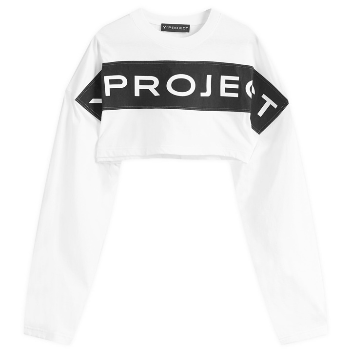 Photo: Y/Project Women's Scrunched Logo Long Sleeve Tank Top in Optic White