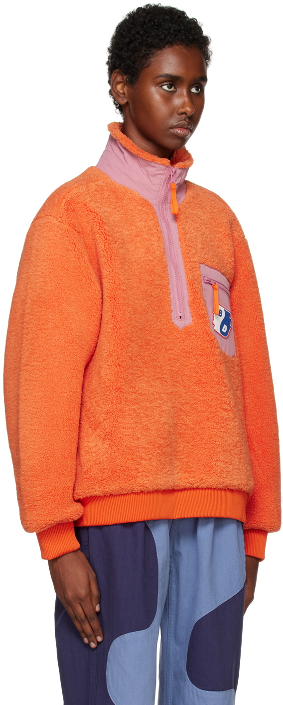 Brain Dead Orange Paneled Zip Sweater