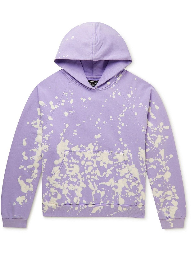 Photo: Liberal Youth Ministry - Bleached Cotton-Jersey Hoodie - Purple