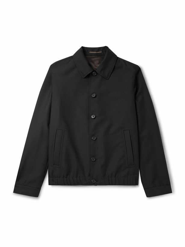 Photo: Incotex - Wool and Mohair-Blend Twill Bomber Jacket - Black