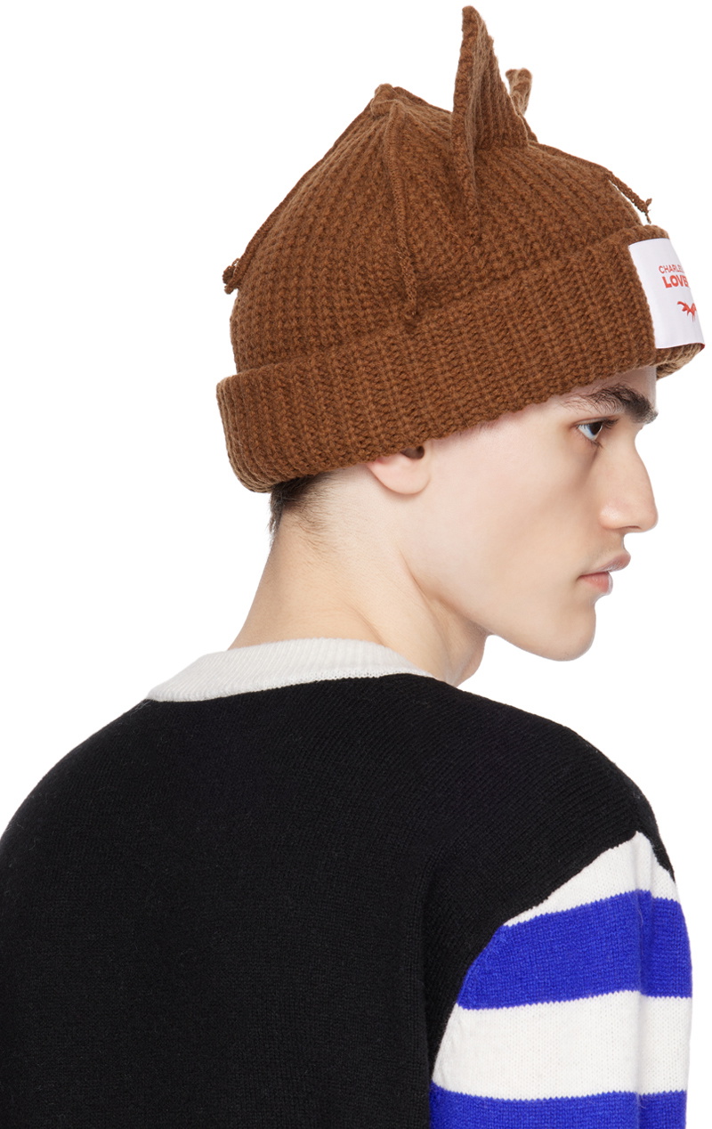 charlles jeffrey loverboy 猫耳 ネコ耳 ブラウン Charles Jeffrey LOVERBOY SSENSE Exclusive Brown Chunky Ears Beanie