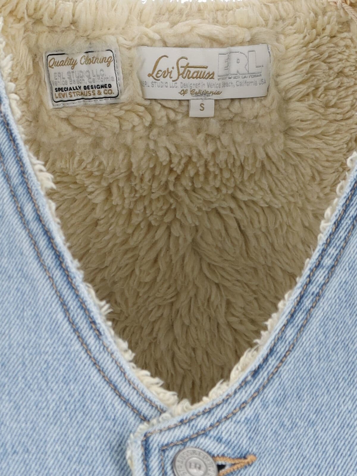 ERL X Levis sherpa Denim Vest