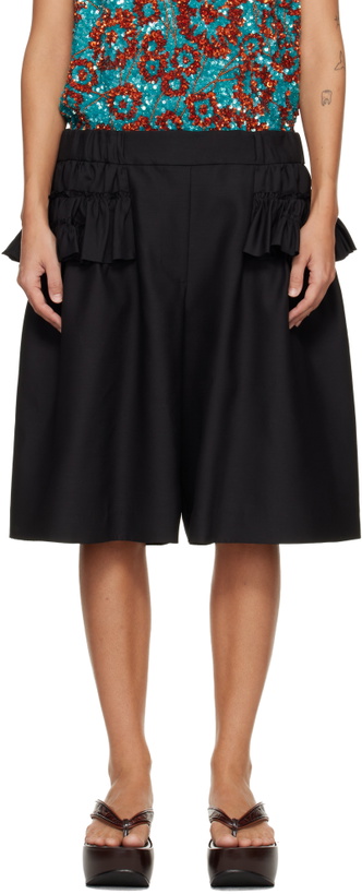 Photo: Dries Van Noten Black Ruffled Shorts