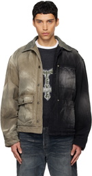We11done Black & Beige 'Half and Half' Work Jacket