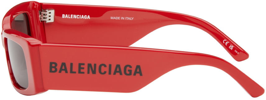 Balenciaga Red Everyday Rectangular Sunglasses Balenciaga