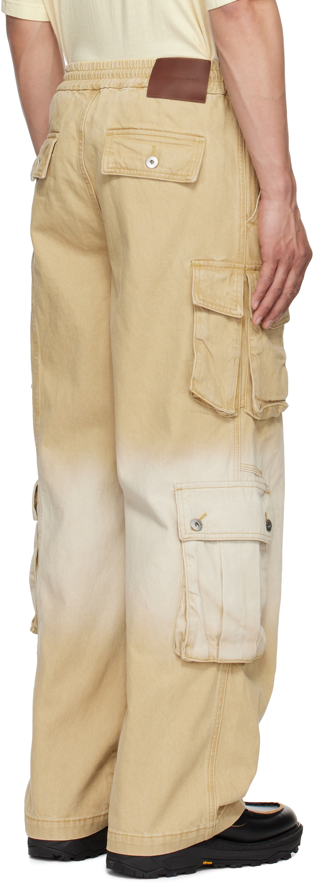 Feng Chen Wang Beige & Off-White Gradient Denim Cargo Pants